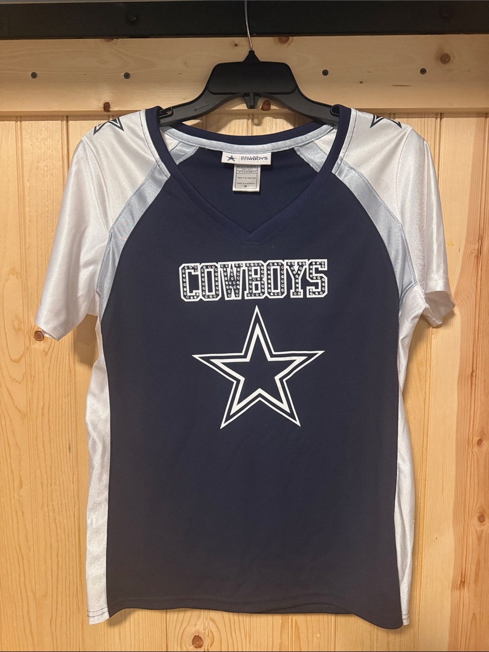 NFL Dallas Cowboys Navy and White V-Neck Tee